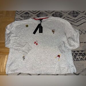 Jane and Delancey Light Gray Embroidered Women's Sweater